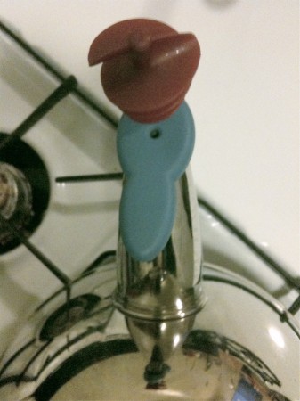 Kettle on stovetop.