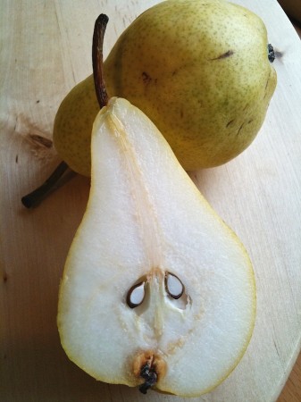 Halved pear.