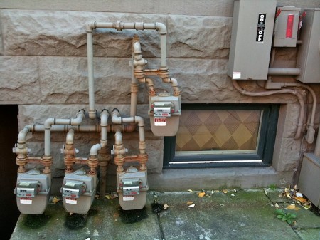 Utility boxes.
