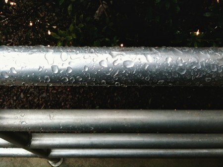Handrail in the rain.