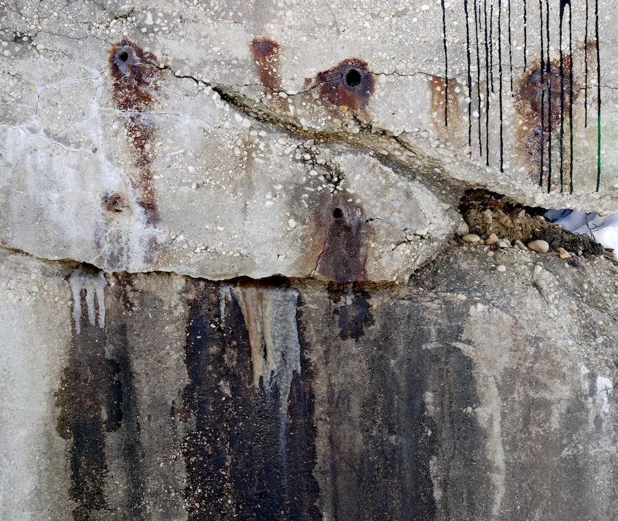 Rust stains on concrete.