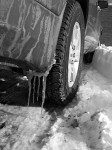 Ice and snow, truck tire.