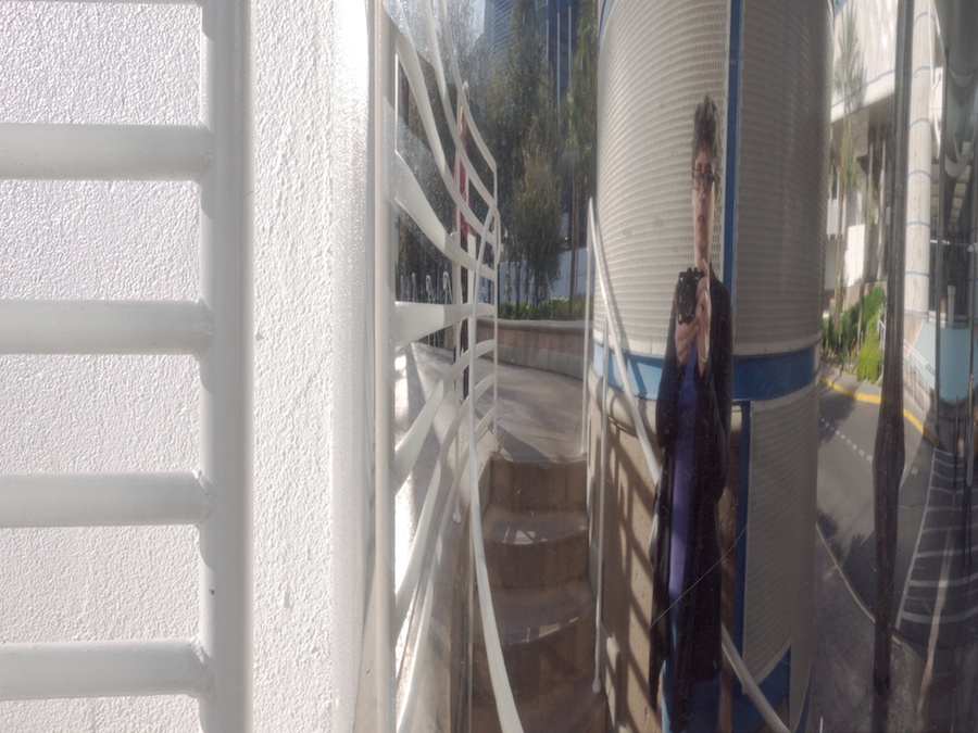 Self-portrait in distorting column