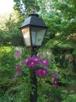 Lampost with flowers.