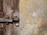 Locked door, peeling paint