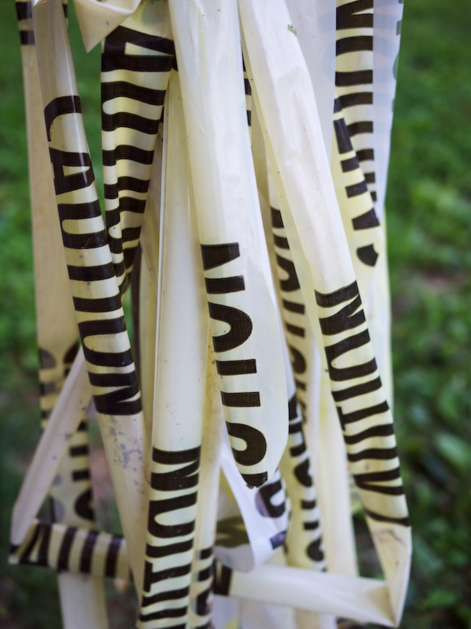 Coiled caution tape.
