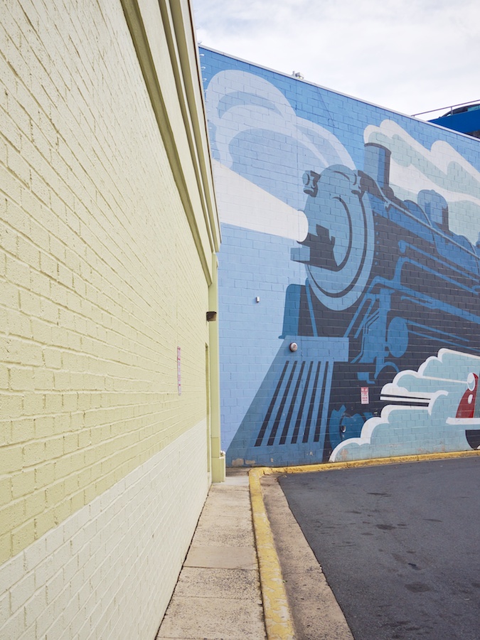 Mural of train in Bethesda, MD