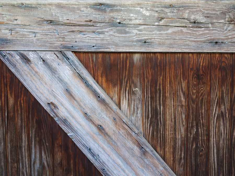 Wooden garage door.