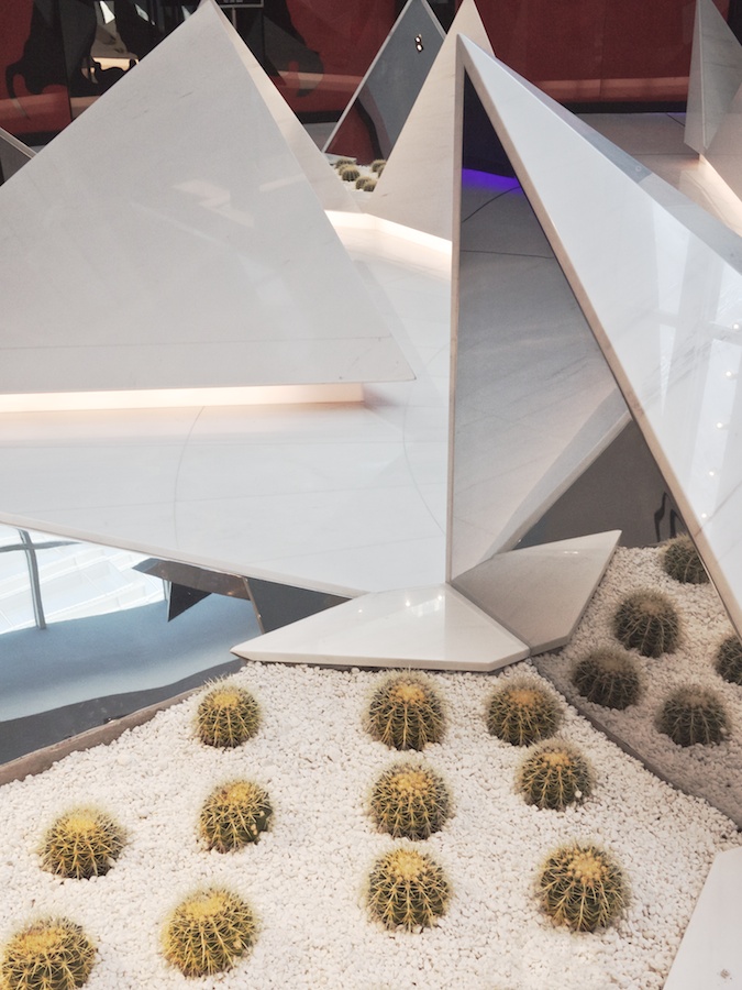 Sculptural cactus garden at Aria, Las Vegas.