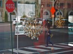 Reflections and chandelier