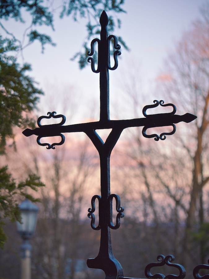 Cross on gate to Bishop's Garden, Washington National Cathedral