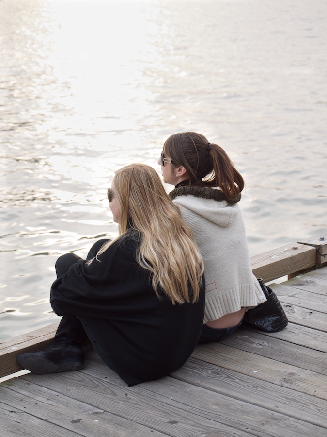 Two girls on the boardwalk.