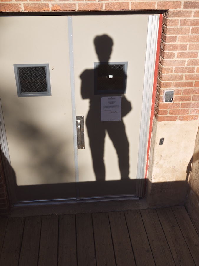 Shadow on door.