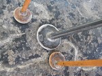 Metal furniture feet.