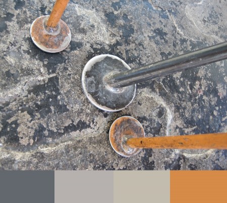 Metal furniture feet and color palette.