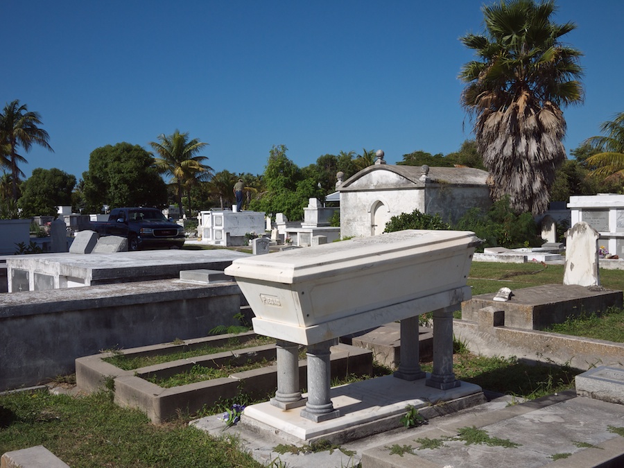 Coffin-shaped grave monument.