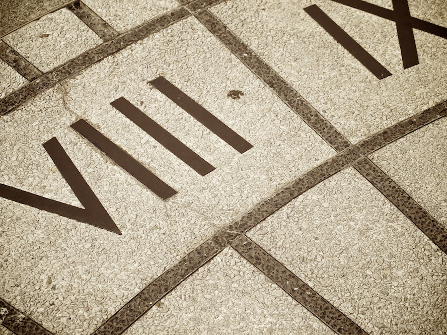 Pavement sundial, detail.