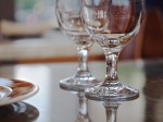 Glassware on tabletop.