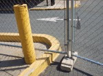 Fenced off driveway.