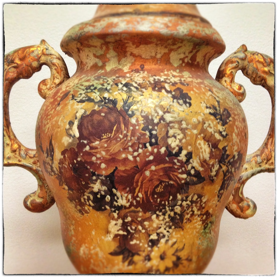 Faux antique jar.